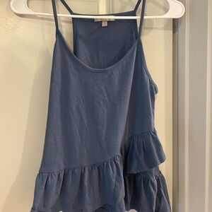 Wonderly Blue Asymmetrical Ruffled Camisole